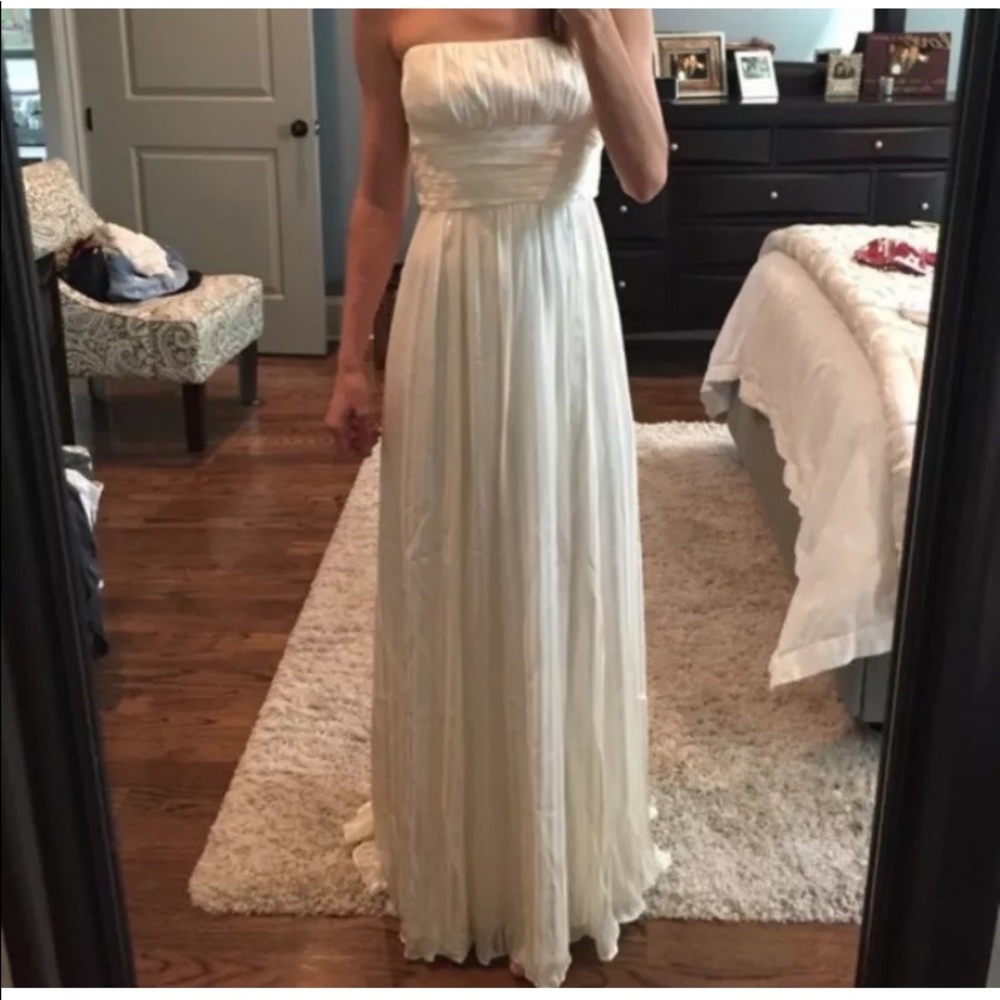 BCBG pure silk long gown dress holidays white maxi - Picture 3 of 6